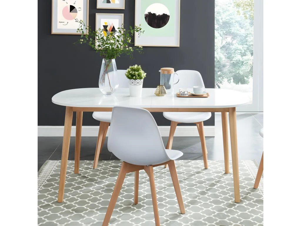 Gurra - Table à Manger Scandinave Extensible 160-200 X 80 Cm - Couleur - Blanc 3 Gurra - Table à Manger Scandinave Extensible 160-200 X 80 Cm - Couleur - Blanc – Image 3