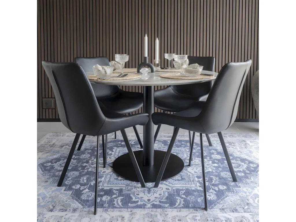 Bolzano - Table à Manger Ronde Effet Marbre ø110cm - Couleur - Blanc 2 Bolzano - Table à Manger Ronde Effet Marbre ø110cm - Couleur - Blanc – Image 2