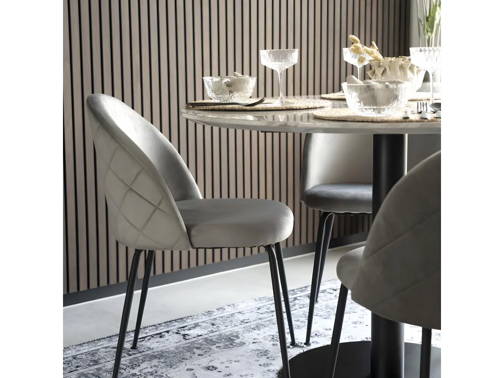 Bolzano - Table à Manger Ronde Effet Marbre ø110cm - Couleur - Blanc 7 Bolzano - Table à Manger Ronde Effet Marbre ø110cm - Couleur - Blanc – Image 7