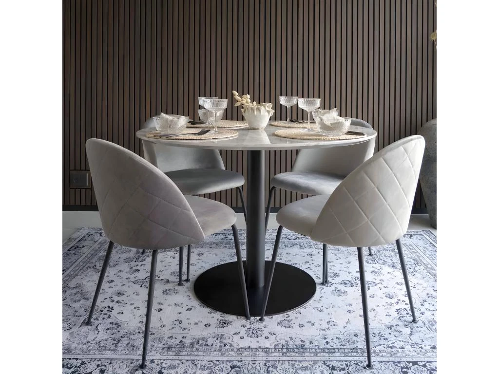 Bolzano - Table à Manger Ronde Effet Marbre ø110cm - Couleur - Blanc 8 Bolzano - Table à Manger Ronde Effet Marbre ø110cm - Couleur - Blanc – Image 8