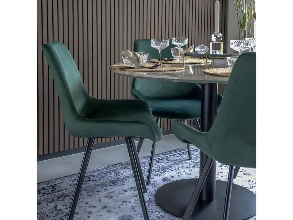 Bolzano - Table à Manger Ronde Effet Marbre ø110cm - Couleur - Blanc 9 Bolzano - Table à Manger Ronde Effet Marbre ø110cm - Couleur - Blanc – Image 9