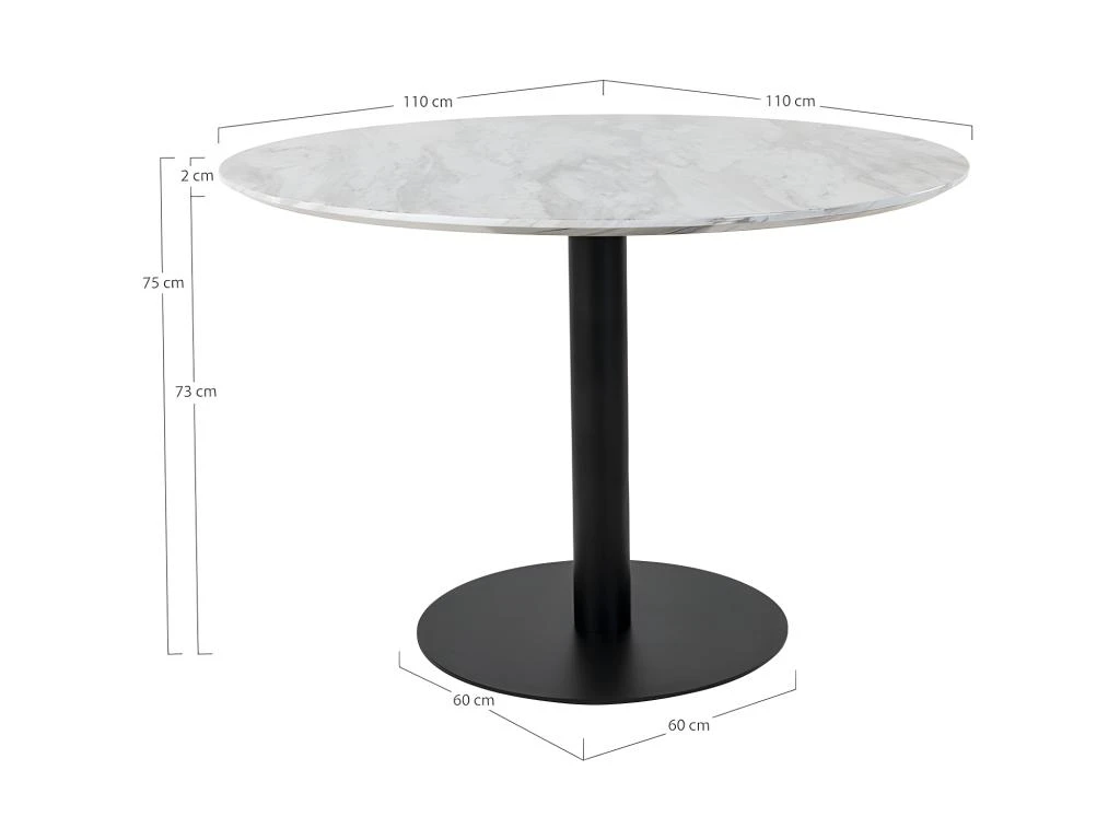 Bolzano - Table à Manger Ronde Effet Marbre ø110cm - Couleur - Blanc 10 Bolzano - Table à Manger Ronde Effet Marbre ø110cm - Couleur - Blanc – Image 10
