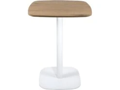 Table Bistrot Design Plateau Carré Pied Fixe SILA (Blanc & Chêne)