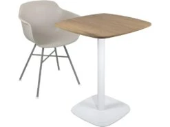 Table Bistrot Design Plateau Carré Pied Fixe SILA (Blanc & Chêne) -Mobilier De Restaurant table a manger 13435827