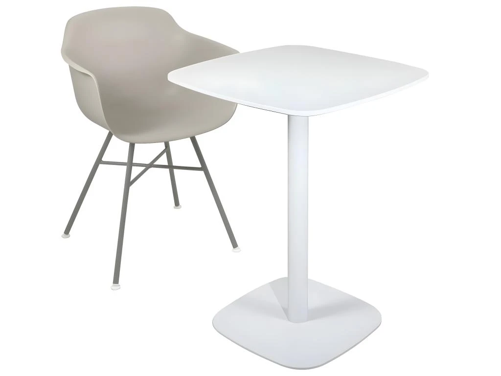 Table Bistrot Design Plateau Carré Pied Fixe SILA (Blanc) 3 Table Bistrot Design Plateau Carré Pied Fixe SILA (Blanc) – Image 3