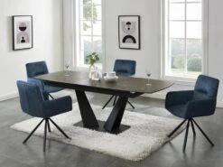 Table à Manger Extensible 6 à 8 Couverts En Céramique Et Métal - Effet Marbre Marron Et Noir - DONOTI 21 Table à Manger Extensible 6 à 8 Couverts En Céramique Et Métal - Effet Marbre Marron Et Noir - DONOTI -Mobilier De Restaurant table a manger 13670173