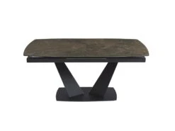 Table à Manger Extensible 6 à 8 Couverts En Céramique Et Métal - Effet Marbre Marron Et Noir - DONOTI 15 Table à Manger Extensible 6 à 8 Couverts En Céramique Et Métal - Effet Marbre Marron Et Noir - DONOTI -Mobilier De Restaurant table a manger 13670189