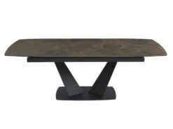 Table à Manger Extensible 6 à 8 Couverts En Céramique Et Métal - Effet Marbre Marron Et Noir - DONOTI 14 Table à Manger Extensible 6 à 8 Couverts En Céramique Et Métal - Effet Marbre Marron Et Noir - DONOTI -Mobilier De Restaurant table a manger 13670191