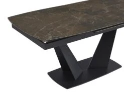 Table à Manger Extensible 6 à 8 Couverts En Céramique Et Métal - Effet Marbre Marron Et Noir - DONOTI 18 Table à Manger Extensible 6 à 8 Couverts En Céramique Et Métal - Effet Marbre Marron Et Noir - DONOTI -Mobilier De Restaurant table a manger 13670195