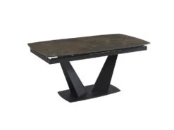 Table à Manger Extensible 6 à 8 Couverts En Céramique Et Métal - Effet Marbre Marron Et Noir - DONOTI 17 Table à Manger Extensible 6 à 8 Couverts En Céramique Et Métal - Effet Marbre Marron Et Noir - DONOTI -Mobilier De Restaurant table a manger 13670201