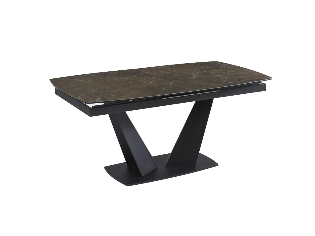 Table à Manger Extensible 6 à 8 Couverts En Céramique Et Métal - Effet Marbre Marron Et Noir - DONOTI 7 Table à Manger Extensible 6 à 8 Couverts En Céramique Et Métal - Effet Marbre Marron Et Noir - DONOTI – Image 7