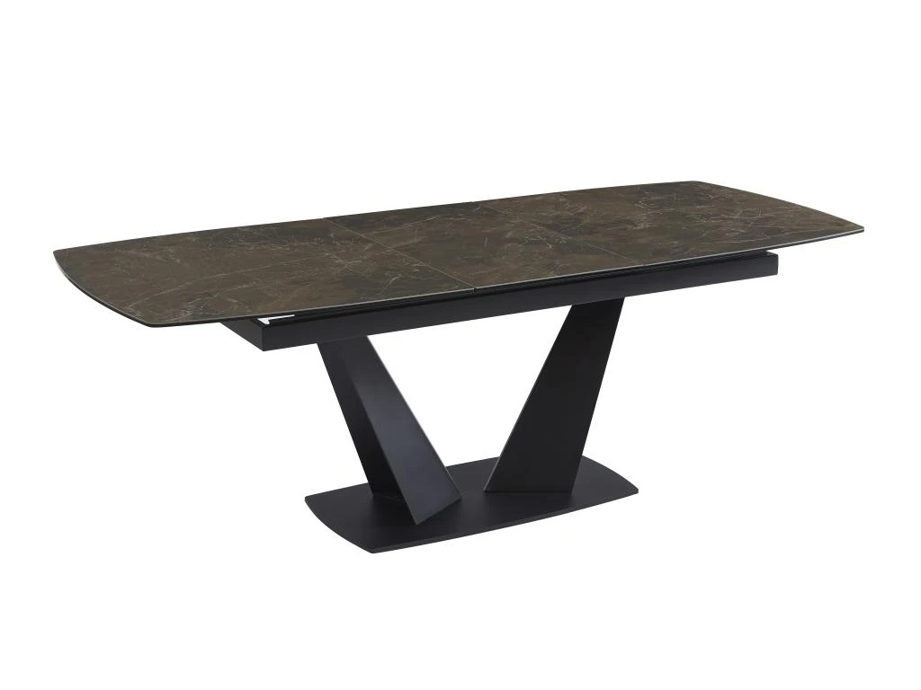 Table à Manger Extensible 6 à 8 Couverts En Céramique Et Métal - Effet Marbre Marron Et Noir - DONOTI 6 Table à Manger Extensible 6 à 8 Couverts En Céramique Et Métal - Effet Marbre Marron Et Noir - DONOTI – Image 6