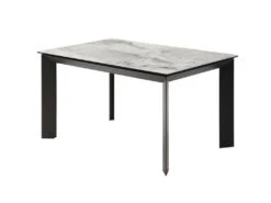 Table à Manger Extensible 4 à 10 Couverts En Céramique Et Métal - Effet Marbre Gris Et Noir - CARMONI -Mobilier De Restaurant table a manger 14290641