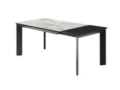 Table à Manger Extensible 4 à 10 Couverts En Céramique Et Métal - Effet Marbre Gris Et Noir - CARMONI -Mobilier De Restaurant table a manger 14290643