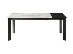 Table à Manger Extensible 4 à 10 Couverts En Céramique Et Métal - Effet Marbre Gris Et Noir - CARMONI -Mobilier De Restaurant table a manger 14290649
