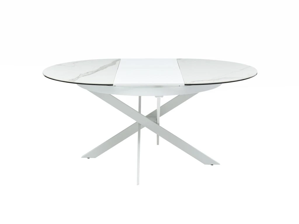 Table à Manger Extensible 4 à 8 Couverts En Céramique Et Métal - Effet Marbre Blanc - MELBI 3 Table à Manger Extensible 4 à 8 Couverts En Céramique Et Métal - Effet Marbre Blanc - MELBI – Image 3