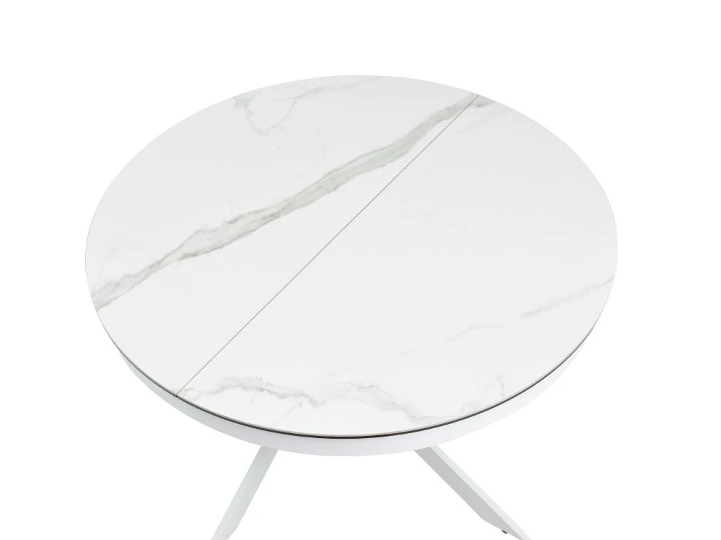 Table à Manger Extensible 4 à 8 Couverts En Céramique Et Métal - Effet Marbre Blanc - MELBI 5 Table à Manger Extensible 4 à 8 Couverts En Céramique Et Métal - Effet Marbre Blanc - MELBI – Image 5