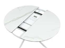 Table à Manger Extensible 4 à 8 Couverts En Céramique Et Métal - Effet Marbre Blanc - MELBI 15 Table à Manger Extensible 4 à 8 Couverts En Céramique Et Métal - Effet Marbre Blanc - MELBI -Mobilier De Restaurant table a manger 14290687