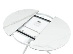 Table à Manger Extensible 4 à 8 Couverts En Céramique Et Métal - Effet Marbre Blanc - MELBI 16 Table à Manger Extensible 4 à 8 Couverts En Céramique Et Métal - Effet Marbre Blanc - MELBI -Mobilier De Restaurant table a manger 14290689