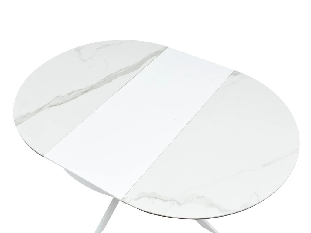 Table à Manger Extensible 4 à 8 Couverts En Céramique Et Métal - Effet Marbre Blanc - MELBI 8 Table à Manger Extensible 4 à 8 Couverts En Céramique Et Métal - Effet Marbre Blanc - MELBI – Image 8
