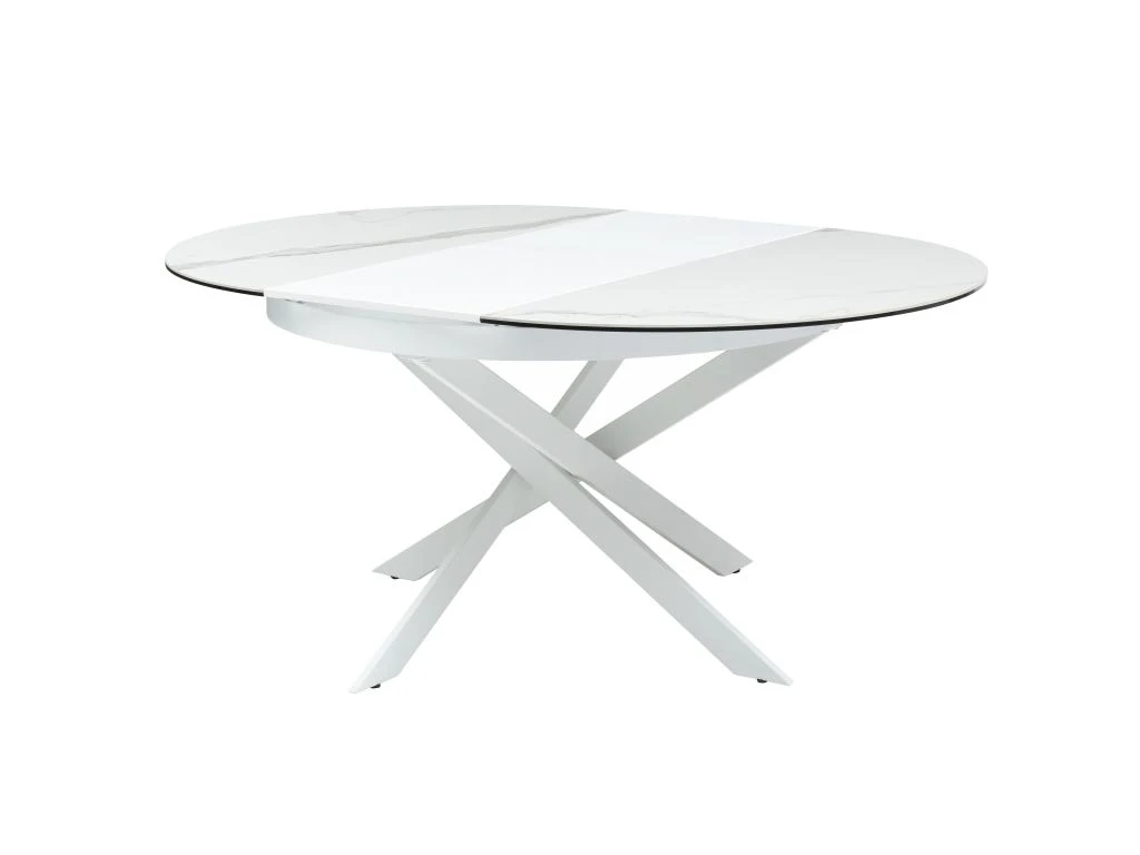 Table à Manger Extensible 4 à 8 Couverts En Céramique Et Métal - Effet Marbre Blanc - MELBI 4 Table à Manger Extensible 4 à 8 Couverts En Céramique Et Métal - Effet Marbre Blanc - MELBI – Image 4