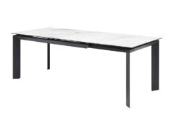 Table à Manger Extensible 6 à 8 Couverts En Céramique Et Métal - Effet Marbre Blanc Et Noir - DAXELA