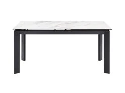 Table à Manger Extensible 6 à 8 Couverts En Céramique Et Métal - Effet Marbre Blanc Et Noir - DAXELA -Mobilier De Restaurant table a manger 14290755