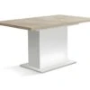 Table Extensible 160 à 200 Cm Blanc Mat Et Décor Bois Clair - LEANE