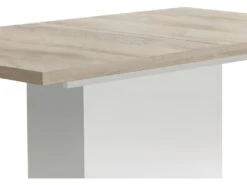 Table Extensible 160 à 200 Cm Blanc Mat Et Décor Bois Clair - LEANE -Mobilier De Restaurant table a manger 14438083