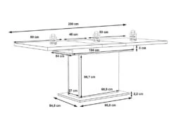 Table Extensible 160 à 200 Cm Blanc Mat Et Décor Bois Clair - LEANE -Mobilier De Restaurant table a manger 14438087