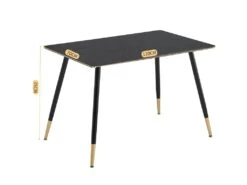 URBAN MEUBLE Table De Salle à Manger Rectangulaire Rétro Chic Noir Piedment Doré 110*70*75CM 9 URBAN MEUBLE Table De Salle à Manger Rectangulaire Rétro Chic Noir Piedment Doré 110*70*75CM -Mobilier De Restaurant table a manger 14504313