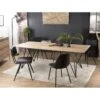 MADISON - Table à Manger Rectangulaire 220x100cm Bois Chêne Pieds épingles Croisés Métal Noir