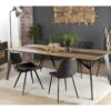 MADISON - Table à Manger Rectangulaire 220x100cm Bois Teck Recyclé Métal Et Pieds Métal Noir