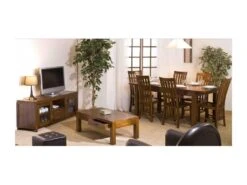 EDEN - Table à Manger Rectangulaire Marron Rallonge 160/200cm Bois Mindi -Mobilier De Restaurant table a manger 14657051