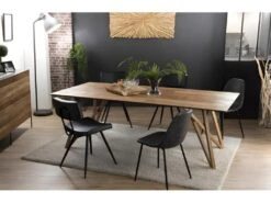 MADISON - Table à Manger Rectangulaire 220x100cm Bois Teck Recyclé Pieds Croisés Teck