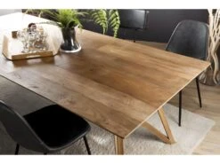 MADISON - Table à Manger Rectangulaire 220x100cm Bois Teck Recyclé Pieds Croisés Teck -Mobilier De Restaurant table a manger 14657081