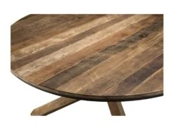 ALIDA - Table à Manger Ronde Marron 130x130cm Pieds Croisés Teck Recyclé Acacia Mahogany Recyclé -Mobilier De Restaurant table a manger 14657157