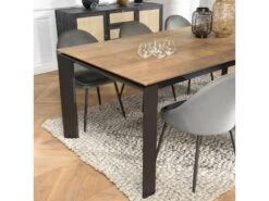 MADISON - Table à Manger Rectangulaire Extensible 220/320cm Bois Teck Recyclé Pieds Métal Noir -Mobilier De Restaurant table a manger 14694613