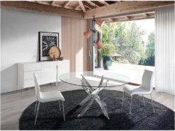 Table à Manger Courbée En Acier Et Verre 1061 ANGEL CERDA -Mobilier De Restaurant table a manger 14719043