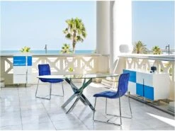 Table à Manger Courbée En Acier Et Verre 1061 ANGEL CERDA -Mobilier De Restaurant table a manger 14719057