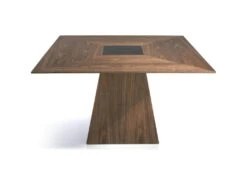 Table à Manger Carrée Bois Plateau Central En Verre Teinté -Mobilier De Restaurant table a manger 15449865