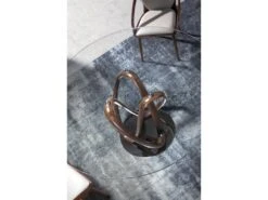 Table De Diner Pietement Courbé Noyer Massif Plateau Verre Trempé Et Piétement Acier -Mobilier De Restaurant table a manger 15465523