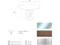 Table De Diner Pietement Courbé Noyer Massif Plateau Verre Trempé Et Piétement Acier -Mobilier De Restaurant table a manger 15465525