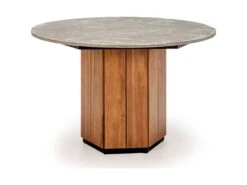 Table De Salle à Manger Bois De Teck/Pierre Naturel/Gris