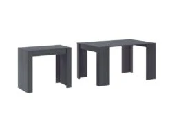 Table Console Extensible Avec Rallonges,jusqu'a 140 Cm, Couleur Grise.