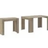 Table Console Extensible + Rallonges,jusqu'a 140 Cm,couleur Chene Clair Brosse.