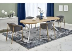 Table à Manger Extensible 100-250 X 100 X 75 Cm - Chêne Doré/Blanc