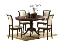 Table à Manger Ovale 106-141 X 106 X 76 Cm - Noyer Foncé -Mobilier De Restaurant table a manger 17870099