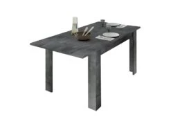 Table De Repas à Allonge Béton Ciré Foncé - LUBIO -Mobilier De Restaurant table a manger 17998931