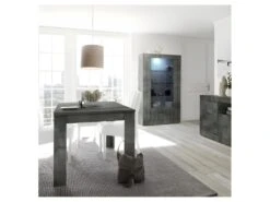 Table De Repas à Allonge Béton Ciré Foncé - LUBIO -Mobilier De Restaurant table a manger 17998933